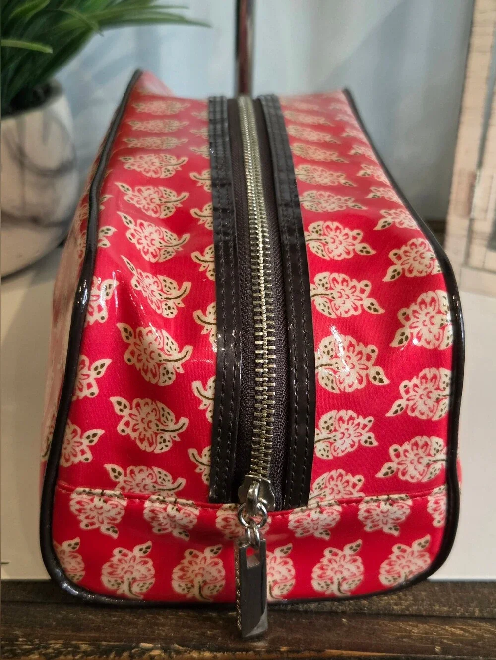 Tory Burch Red Floral Cosmetic Bag